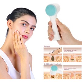 Cepillo de Limpieza Facial Doble Cara con Cerdas Suaves y Silicona Exfoliante