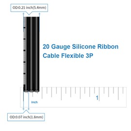 BNTECHGO 18 Gauge Silicone Ribbon Cable Flexible 2P Black 25 ft Flat Cable 18 AWG Stranded Tinned Copper Wire