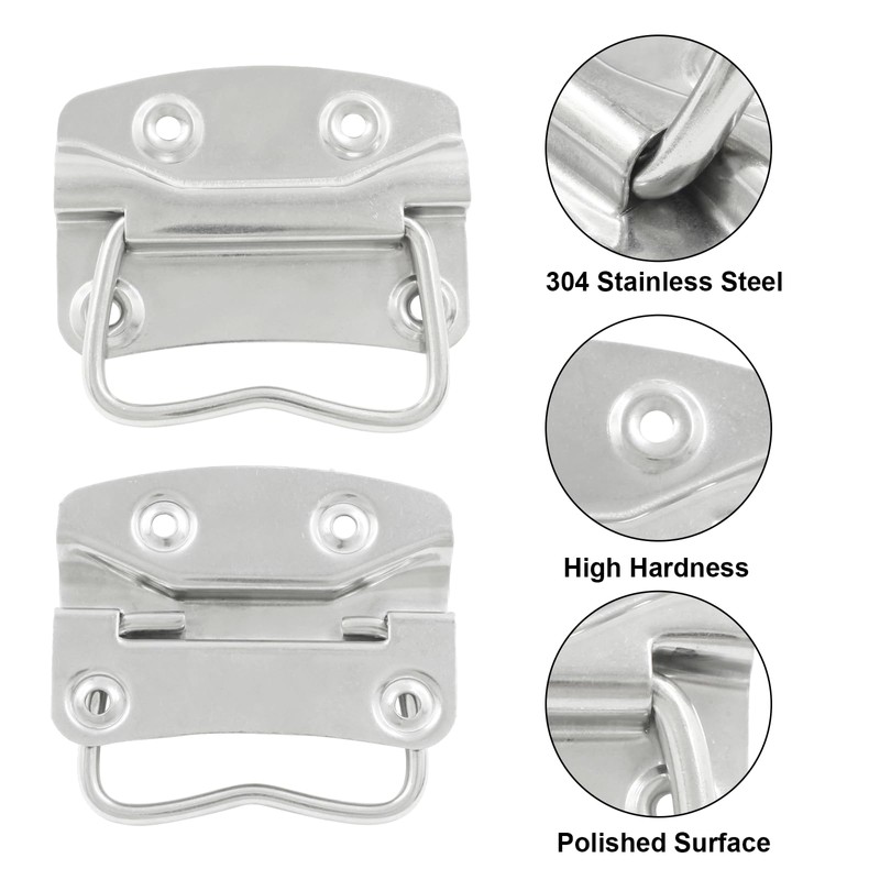 Eilumduo 4Pcs Ring Chest Handles, Stainless Steel Wooden Box Pull