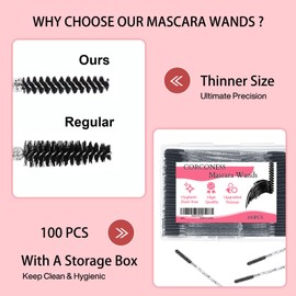 Corconess 100Pcs Mini Spoolies For Lashes,Mascara Wands Spoolies For Brows Disposable Eyebrow Brush Micro Lash Spoolies Brow Brush Spoolie For Eyelash Extensions Lash Tech Supplies