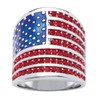 PalmBeach Silvertone Round Simulated Red Ruby and Enamel American Flag