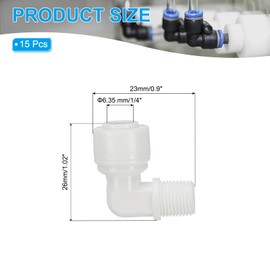 PATIKIL Water Purifier Elbow Connector 1/8" NPT Female x 1/4" OD Tube, 15 Pcs Quick Push to Connect Tube Fittings for RO/DI Reverse Osmosis Water Filter Purifier Plumbing System, White