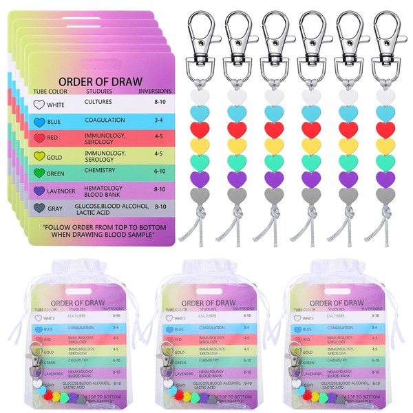 Yinkin 6 Sets Order of Blood Draw Beads with Reference