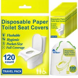 Disposable Toilet Seat Covers - 120 Sheets of XL Flushable Toilet Seat Covers for Potty Training, Travels and Public Restrooms - Paper Toilet Seat Covers for Kids and Adult, 18" X 15", 12 Packs