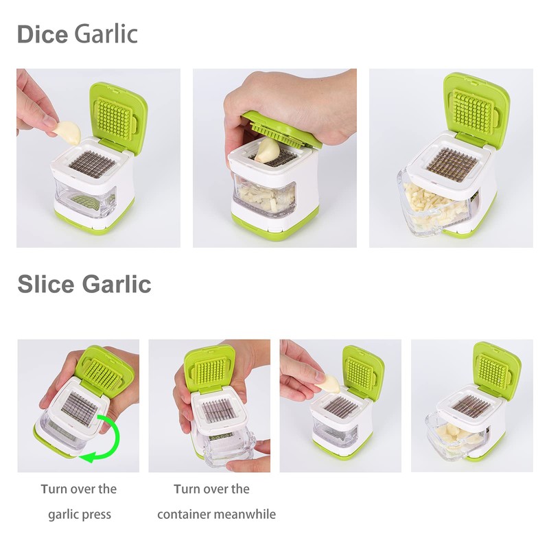 Wisekoti Updated Garlic Press&Peeler Set- Convenient Dicing and Slicing. Chopper,