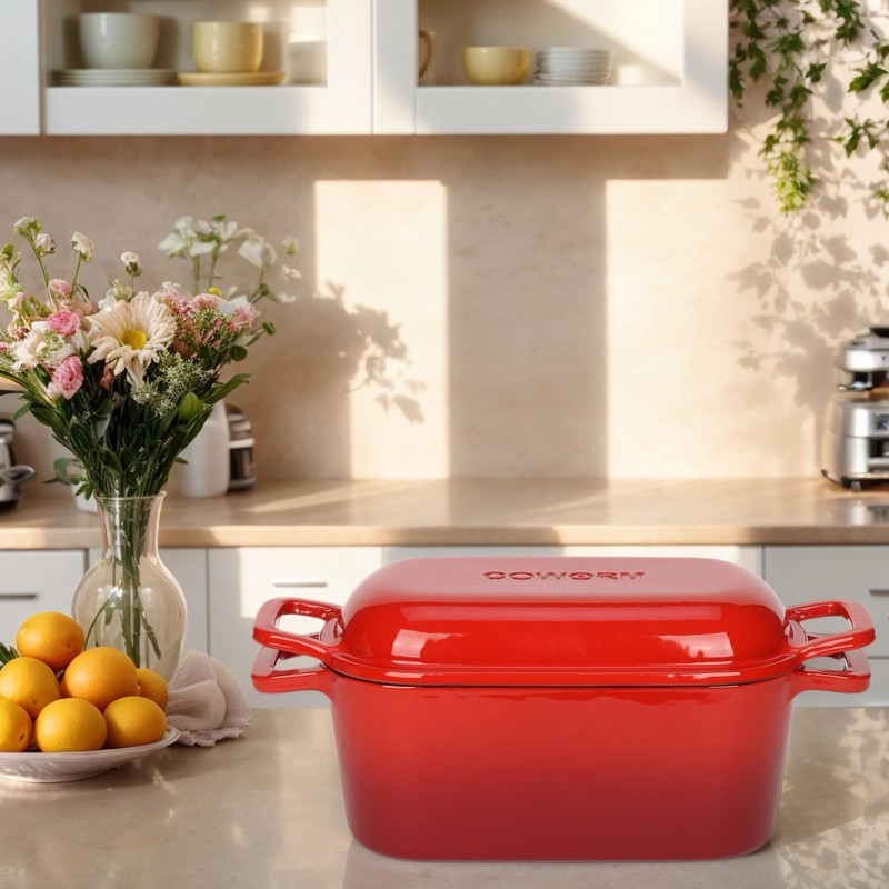 3.6QT Oval Enameled Cast Iron Dutch Oven, Sourdough Bread Baking