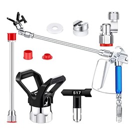 Qezodsx 5 Pcs Airless Sprayer Hose Kit 3600 Psi 517 Tip Swivel Joint with Nozzle Guard Tips and Extension Rod for Airless