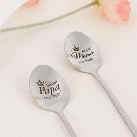 Edelstahl Löffel mit Gravur – Kaffeelöffel Geschenke für Mama Papa Geschenke– Weihnachts, Geburtstagsgeschenk, Ostergeschenk mit Geschenkbox