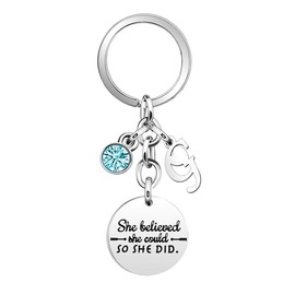 Inspirational Gift Key Chains "She Believe She Could So She Did"Encourage Key Rings for Her Women Girls Sister BFF Best Friends Bestie Colleague Graduation Birthday Christmas Anniversary Key Chain (G)