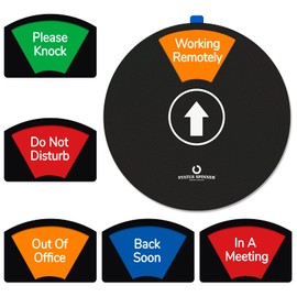 Maxxma Door Sign for Office (Gray & Black), 6 Options Office Privacy Sign (6 Inches), Back Soon, Do Not Disturb Door Hanger Sign,Working from Home, Out of Office,Available,In A Meeting