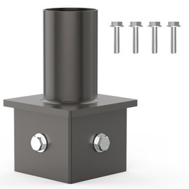 HYPERLITE Tenon Adaptor for 3.5'' OD Square Pole: Top Pole Tenon with 2 3/8" Slip Fit Mount, Heavy Duty Lighting Mounting Bracket Extension Pole for LED Shoebox Area Light Street Pole Light