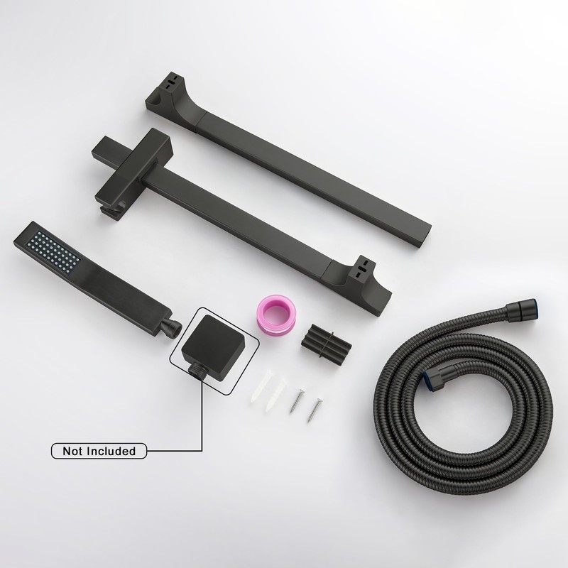 BEIYI Matte Black Handheld Shower with Slide Bar Square Handheld