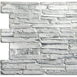 Dundee Deco PG7010-10 White Faux Flagstone PVC 3D Wall Panel, 3.3 ft X 1.7 ft (98 cm X 50cm), Interior Design Wall Paneling Decor, 5.61 sq. ft. (0.49sq. m) Each, Pack of 10