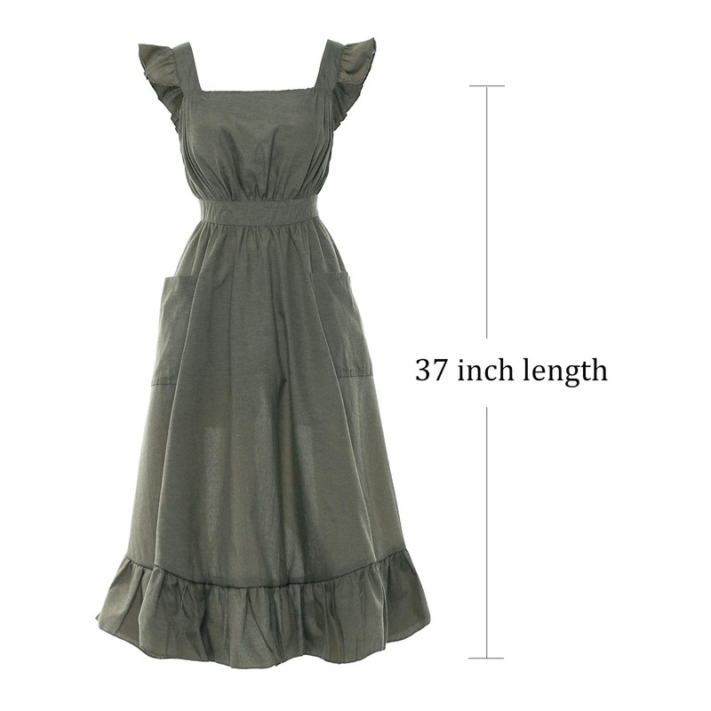 Vibsion Vintage Ruffle Apron for Women Colonial Pioneer Pinafore Apron