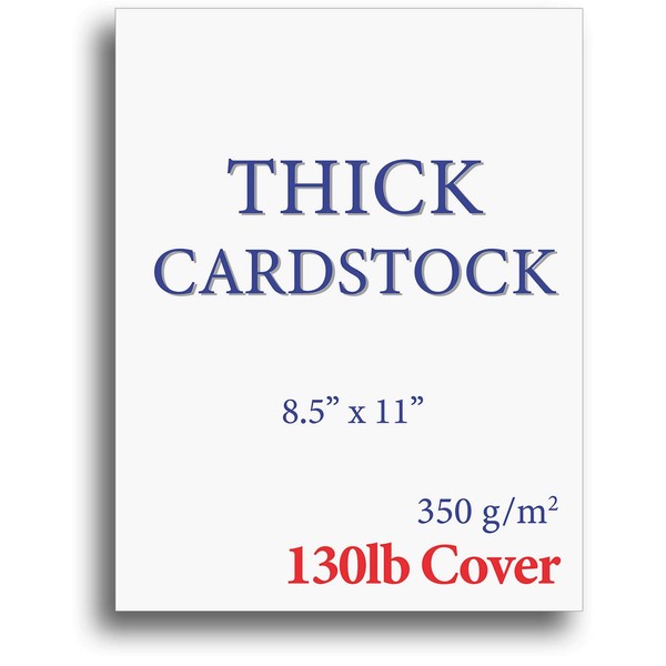 Extra Heavy Duty 130lb Cover Cardstock - Bright White - 350gsm 17pt Thick Paper for Inkjet & Laser Printers - 8-1/2" x 11" - 15 Pack