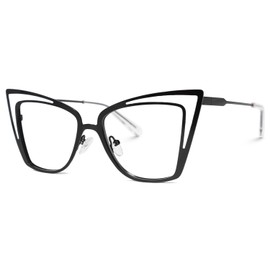 Zeelool Trendy Cat Eye Glasses Frame for Women with Non-prescription Clear Lens Eyeglasses Aniki ZJGM441684-01 Black