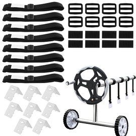 8 Pool Reel Reel Device, Pool Reel for Solar Film, Fastening Straps and Clips, Reel Pool Cover, Universal Fixed Accessories for Universal Swimming Pools in the Ground