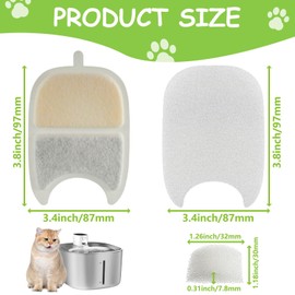 EPLZON Cat Fountain Filter, 6 Pieces Filter Cat Fountain and 6 Pieces Foam Filter Replacement Filter with Ion Exchange Resin and Activated Carbon for 4L Cat Fountain with Motion Sensor (YPD-C004)