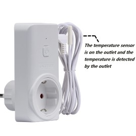 Wireless Thermostat Output, Temperature Controlled Socket Heating & Cooling Remote Control and Plug-in Receiver, Over 300 Feet Range, with 6ft NTC Temperature Probe White