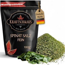 120g Spinatsalz von Krautschmaus, Kräutersalz, zum Würzen, Kochen und Braten, gemischt mit rosa Natursalz fein, bekannt als Himalaya Salz, Kristallsalz aus Salt Range Pakistan