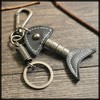 White Fang AZ165 Keychain, Keyring, Leather, Stylish, Retro, Charm, Fish,