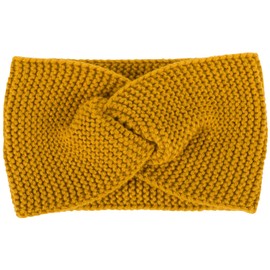 styleBREAKER Women Fine Knit Headband with Twist Knot, frizz Pattern, Warm Winter Hair Band, Headband 04026054, Color:Curry