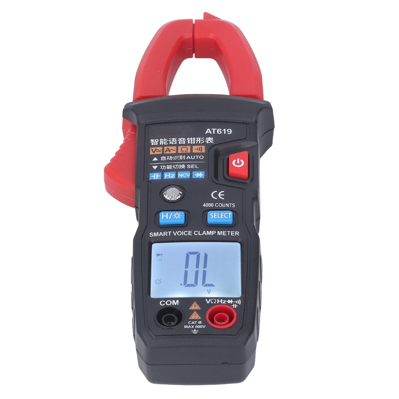 Digital Clamp Meter Automatic Intelligent Voice Announcement ABS Red Multi