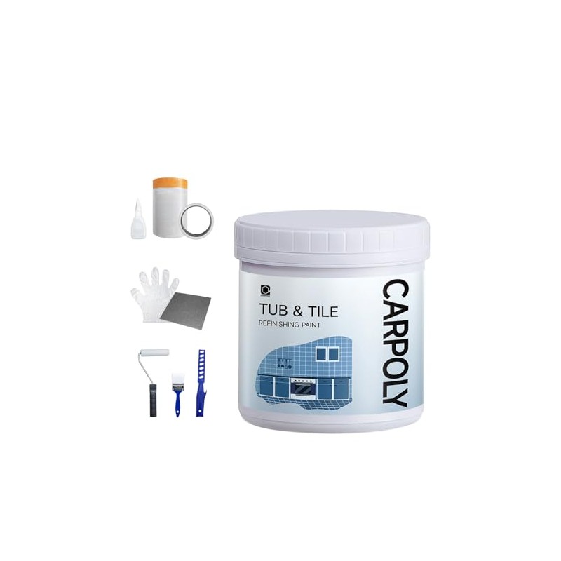 Tub and Tile Refinishing Kit, 17oz White Tile Paint with