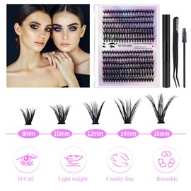 Fengyang Eyelash Extension Kit, Lash Clusters Individual Lashes, 30D 40DFluffy Individual Lashes Natural Look, Wispy Mink Lashes Clusters, Cluster Lash Extension False Mink Eyelashes DIY At Home