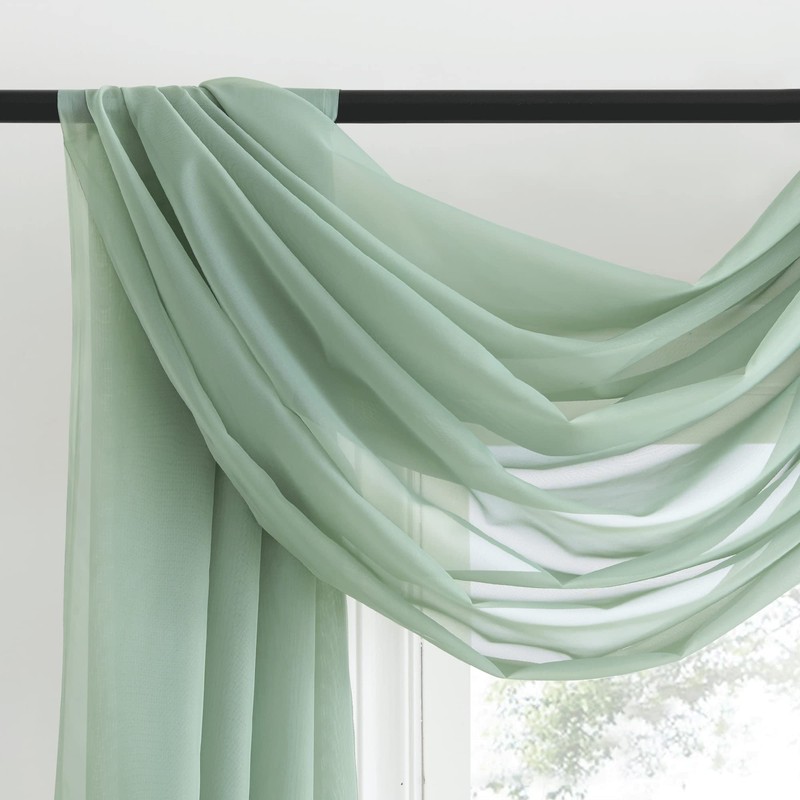 NICETOWN Voile Sheer Scarf Valances for Windows, 216" Extra Long