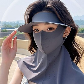 Cooling Sun Cap Mask All-in-One Sun Protection Women's Dark Gray