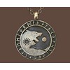 Viking Norse Wolf Yin Yang with Runes Pendant Necklace Jewelry