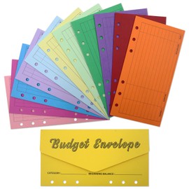 12 Color Budget Envelopes With Punch Hole, Thicker Cash Envelope System for Money Saving, Expense Tracker Budget Sheets, Savings Money Organizer Envelopes for Family, Company (Style B)