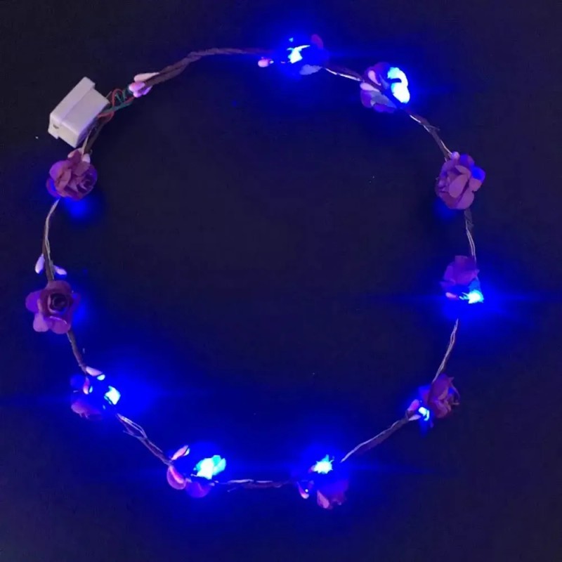 Tiaras Con Flores Led Para Fiesta Paquete Con 10
