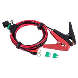 YCIND Battery Alligator Clips Clamp Clip-on to 3/8" Ring Eyelet Terminal Boost Cable Heavy-Duty 30A Fuse 12V/24V 12AWG Cord 6Ft
