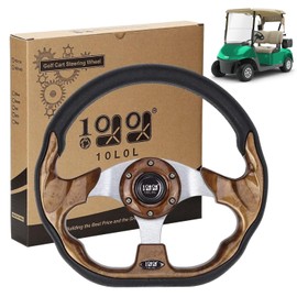 10L0L Golf Cart Steering Wheel, Universal Design Fit for Yamaha, EZGO RXV & TXT, Club Car DS, Club Car Precedent Tempo, Most Golf Cart(Sandal Wood Brown)