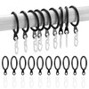 24 Sets Black Metal Curtain Rings and Hooks, 30mm Curtain