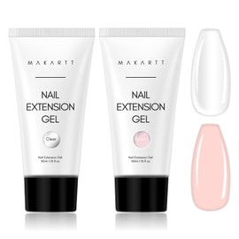 Makartt Poly Nail Gel Set - Clear Builder Gel Nail Enhancement Gel Nail Extension kit for 3D Nail Art Salon DIY at Home 2PCS - Clear&Peach