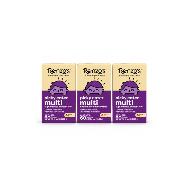 Renzos Picky Eater KIT 3 Multivitaminico para Nios 18 Vitaminas