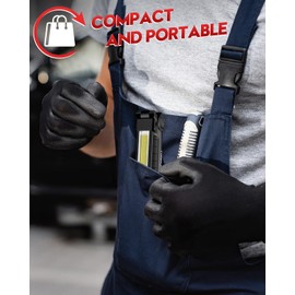 Coquimbo Gifts for Dad Men LED Work Light Workshop Lamp Torch Workshop Hand Lamp with Magnet and Hook for Car Repair Camping Emergency (Pack of 2, Black)