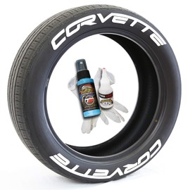 Tire Stickers Corvette Permanent Tire Lettering Kit with Glue - Custom Sizing & Colors (Pack of 8)