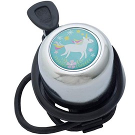 Liix Bicycle Bell Colour Bell Scooter Bell Happy Unicorn Motif for Children and Adults for All Standard Handlebar Types (Scooter Bell, Chrome)