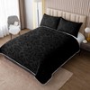 Axolotl Black Damask Quilt Set King Size,Dark Gothic Bedspread Coverlet