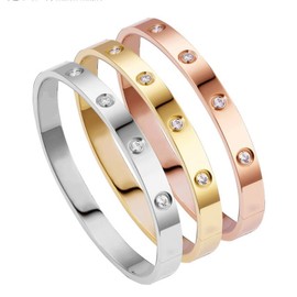 cutepul Love Bracelets Stainless Steel friendship Bracelet Cubic Zircon Filled Gold and Silver Female Women Mother's Day Valentine's Day Wedding Couple and Birthday Gift (silvery, 6.7inch)