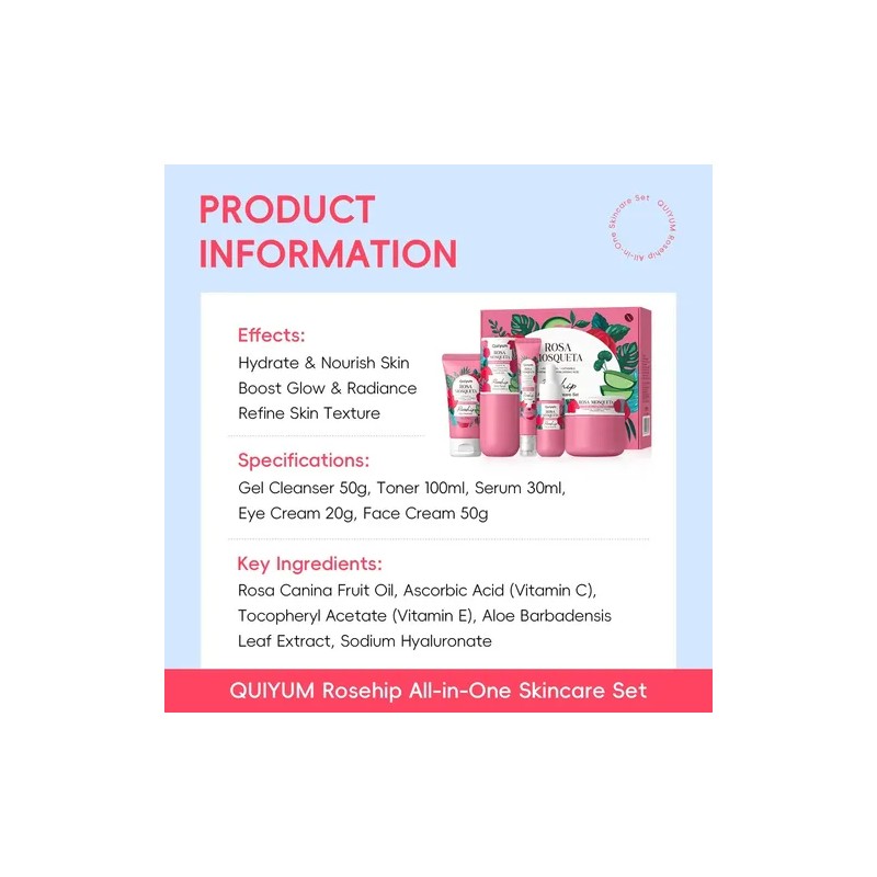 Set Quiyum Cuidado Cutis Hidratación Brillo, 5 Unidades . ,,