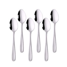 Buyit Tea Spoons Coffee Spoons Dessert Spoons, Set of 6, 18-0 Stainless Steel, Thick, Full Length 13.5cm, Silver