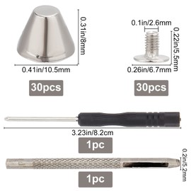 GORGECRAFT 30 Sets 10.5x8mm Barrel Riveted Spikes Studs with Screwdriver and Hole Punch Tool Punk Studs and Spikes Kit for Clothing Shoes Leather Craft Belts Bags Accessories, Platinum Color