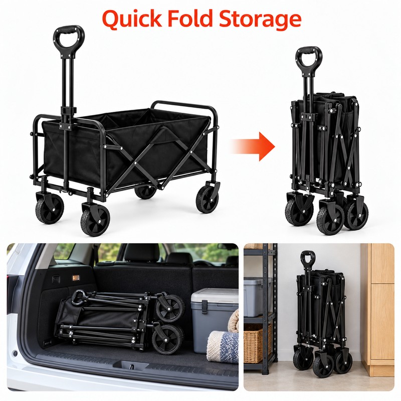Heavy Duty Foldable Wagon Cart with All-Terrain Wheels – Collapsible