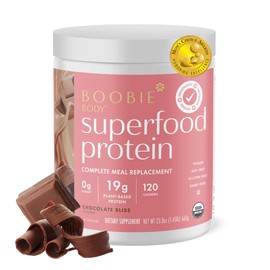 Boobie Body Superfood Protein Meal Replacement Shake, Chocolate Bliss Flavor | 19g Protein | Safe for Prenatal, Pregnancy, Lactation, & Motherhood | Organic, Vegan, Zero Sugar, 1 Tub (20 Servings)