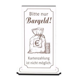 Dekolando Bitte nur Bargeld Aufsteller - Kartenzahlung ist nicht möglich - with Money Sack Money Coins Motif - Information Stand Sign Money Cash Payment Sign 10 x 20 cm